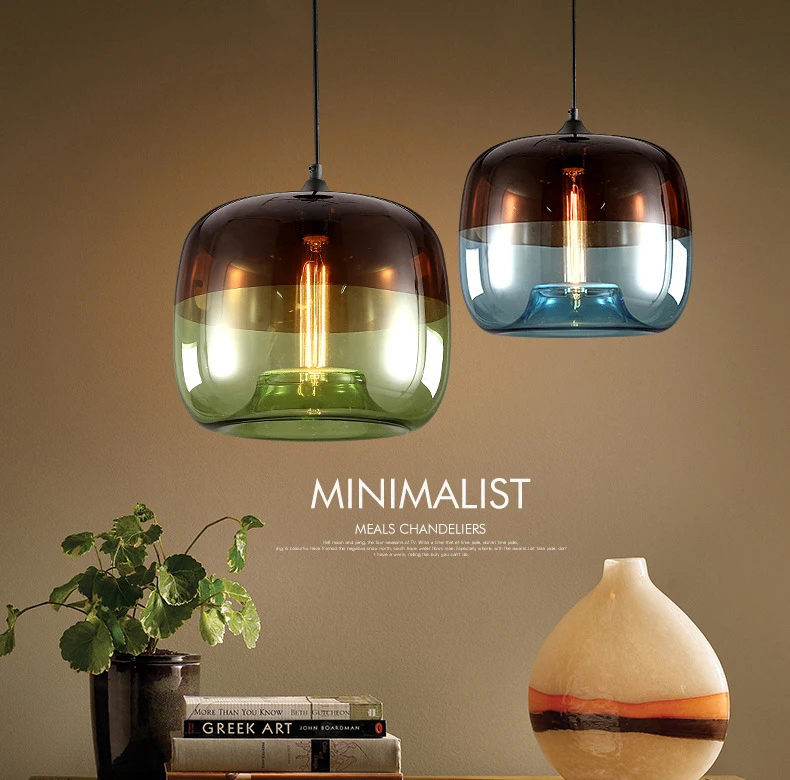Lustre de Vidro Mistura de Cores em Casa Industrial Loft Vento Rural Americano Restaurante Bar Nostalgia Retro Criativo Lustre Âmbar 2 Lustre de vidro Industrial Loft vento Rural