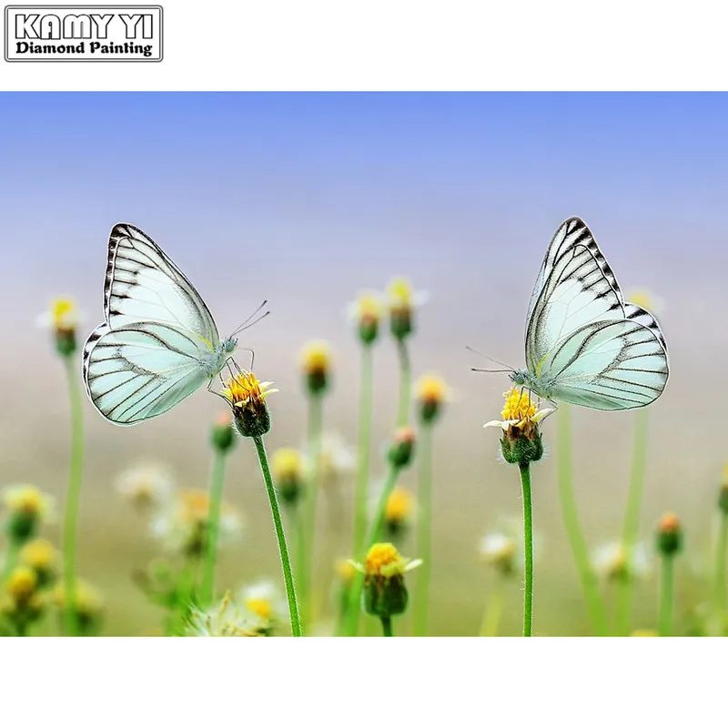 Полностью квадратная/круглая дрель 5D DIY Алмазная бабочка пара 3D вышивка
