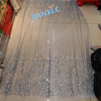 

cheap lace JIANXI.C-111658 african tulle lace fabric New arrival french net lace fabric with glued glitter