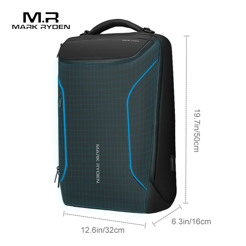 Mark Ryden New Business Backpack Anti Theft Fashion Men Multifunctional Waterproof Backpack 15.6 inch Computer Pouch USB Interfa