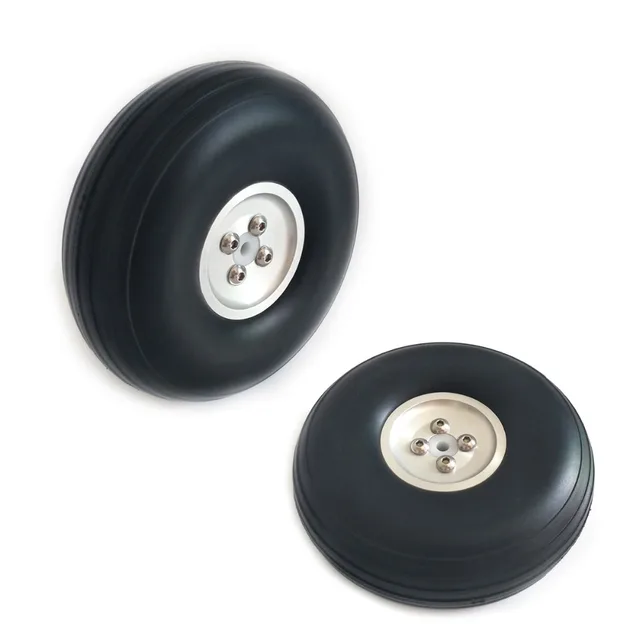 Best Price 1 Pair 4.5" 114mm PU Wheels With Aluminum Alloy Hub 4.5 Inch For RC Airplane Model Tail Wheels