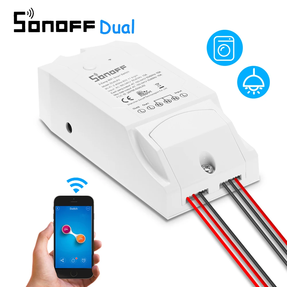 SONOFF Dual ITEAD 2 канала wifi умный переключатель для Amazon Alexa Google Home Беспроводной пульт дистанционного управления Умный дом