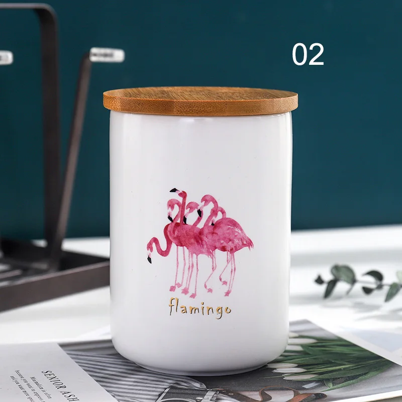 480 мл керамическая кружка с Фламинго в скандинавском стиле с крышкой, креативная матовая кружка для офиса, чашка для чая, сока, питья, кружки для кофе, молока, чая - Цвет: 02