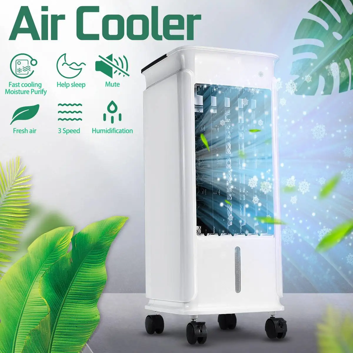 5L 220 В Испарительный воздушный вентилятор, портативный охладитель для льда, очиститель, увлажнитель воздуха, домашний 3 режима ветра, отрицательная ионная очистка воздуха