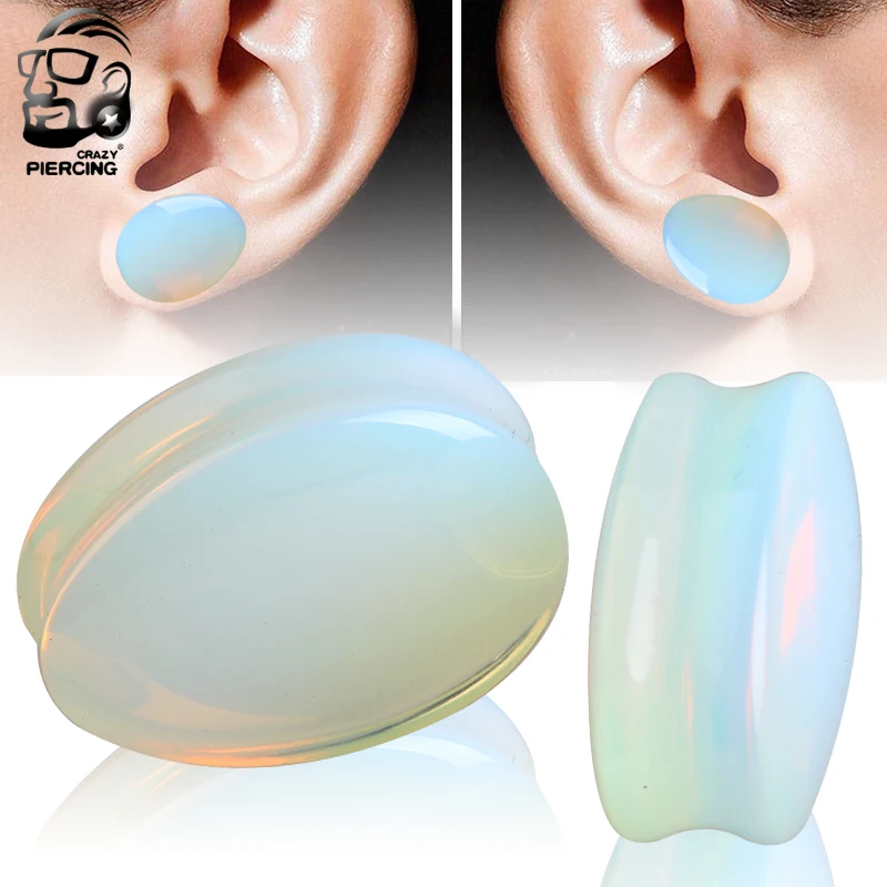 Opal ear plugs fashion body jewelry piercing 5 25mm natural stone water