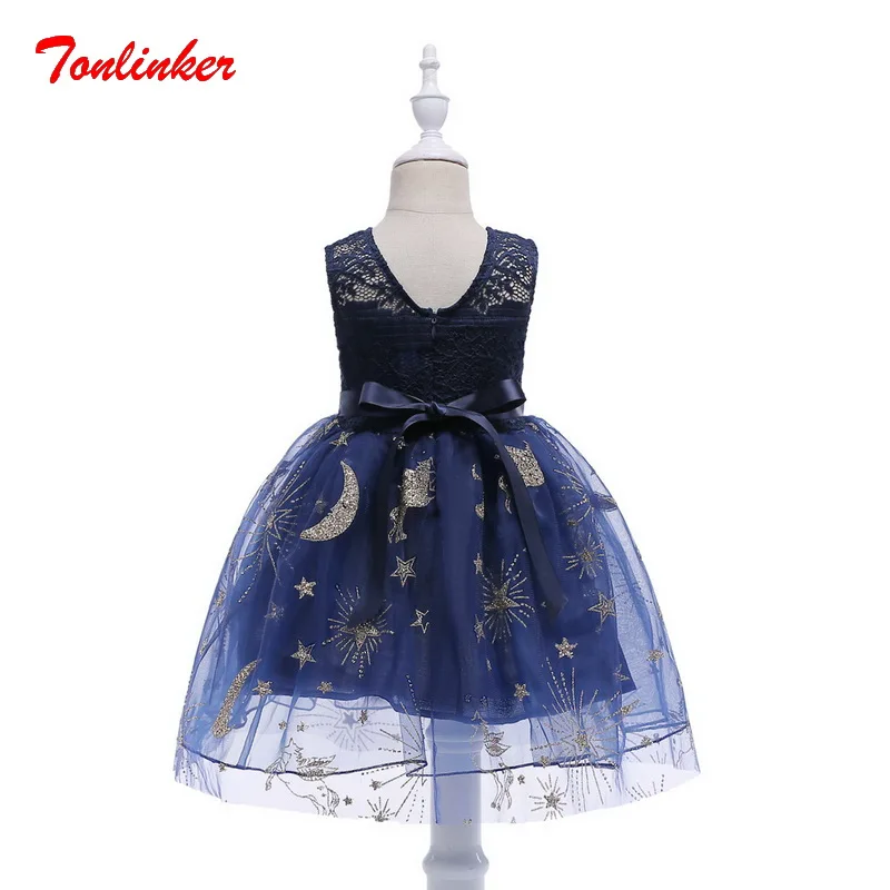 

Summer New Kids Girls Princess Starry Lace Dresses Ball Gown Party Dress Prom Sleeveless Birthday Party Dress Vestido