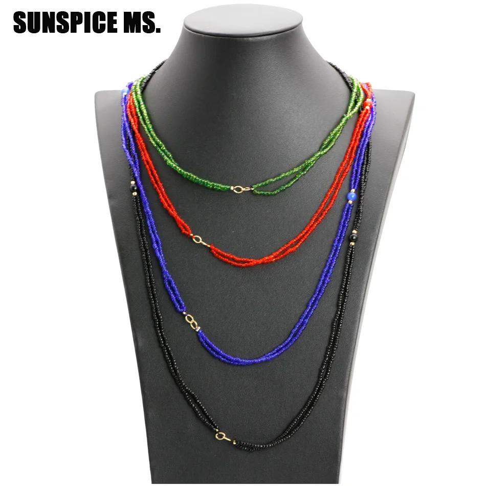 

Bohemia Chromatic Long Bead Necklaces Chain For Women Albania Natural Stone Choker Exquisite Jewelry Matching Pendant 2018 New