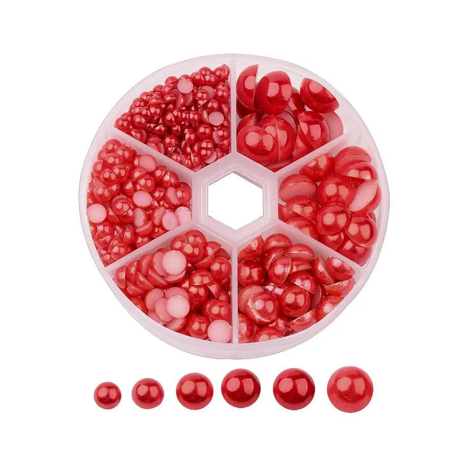 1 коробка полукруглый искусственный жемчуг ABS Акриловые купол Кабошоны Ювелирных изделий Набор «сделай сам» для 4~ 12x2~ 6 мм; около 690 шт./кор - Цвет: Red