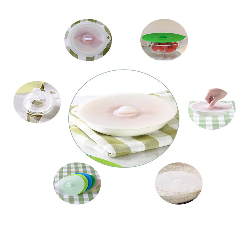 Silicone Suction Lid-bowl Pan Bowl Cover Cooking Pot Lid Stretch Lids Silicone Pan Spill Stopper Cover Circular Kitchen Gadgets