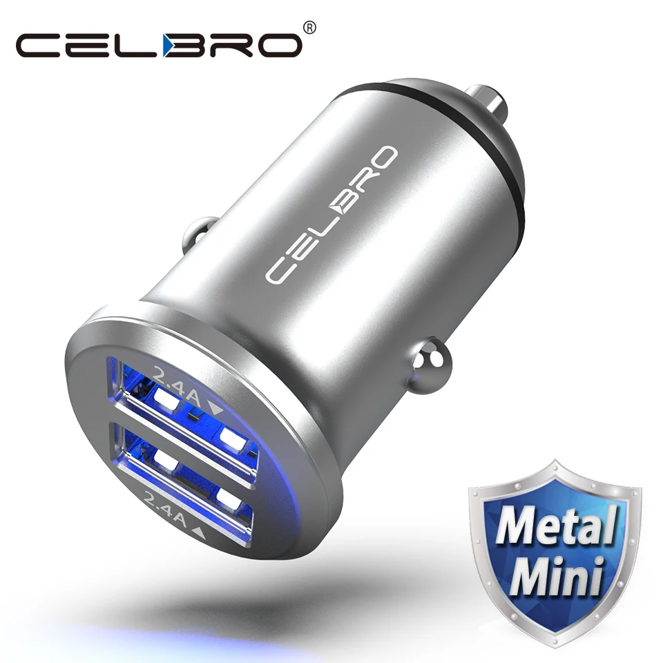 Двойной Переходник USB для зарядки в машине 4.8A мини металлическое автомобильное