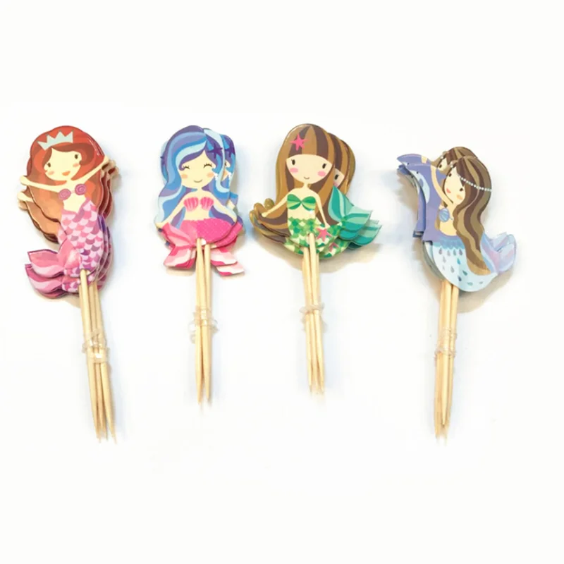 

24Pcs Mermaid Party Cake Decoration Mermaid Cake Topper Happy Birthday Decorations Kids Baby Shower Girl Wedding Decoration. Q