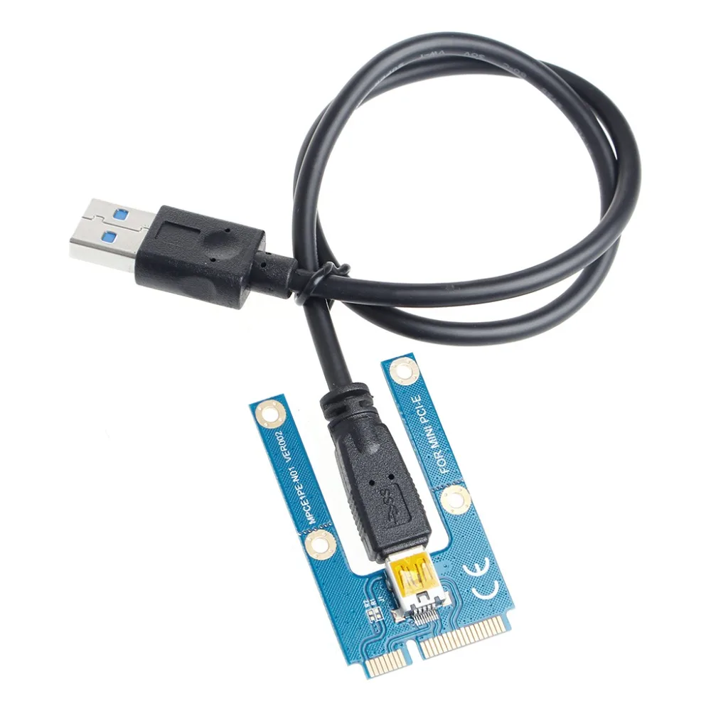 Новинка 1 комплект Mini PCI-E Express 1x To 16x USB 3,0 удлинитель Riser Card Adapter SATA 15 Pin To 4Pin кабель питания 16,5 см