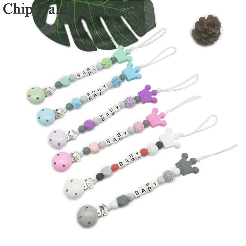 

Chip Dale Personalized Name Silicone Pacifier Chain Baby Wood Pacifier Clips Pacifier Holders Dummy Clips Baby Shower Gifts