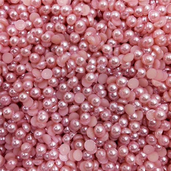 Высококачественных акриловых разноцветных новых полукруглых жемчужных бусин - Цвет: pink