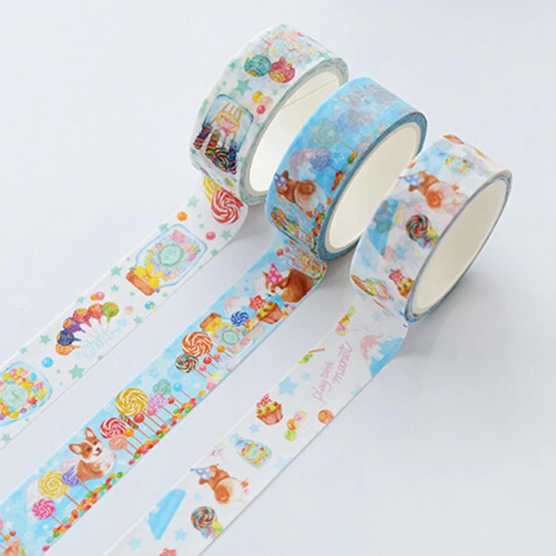 

3Pcs/Lot Washi Masking Tape Set Petal Animal Flower Paper Masking Tapes Japanese Washi Tape Diy Scrapbooking Sticker 15mm X 5m