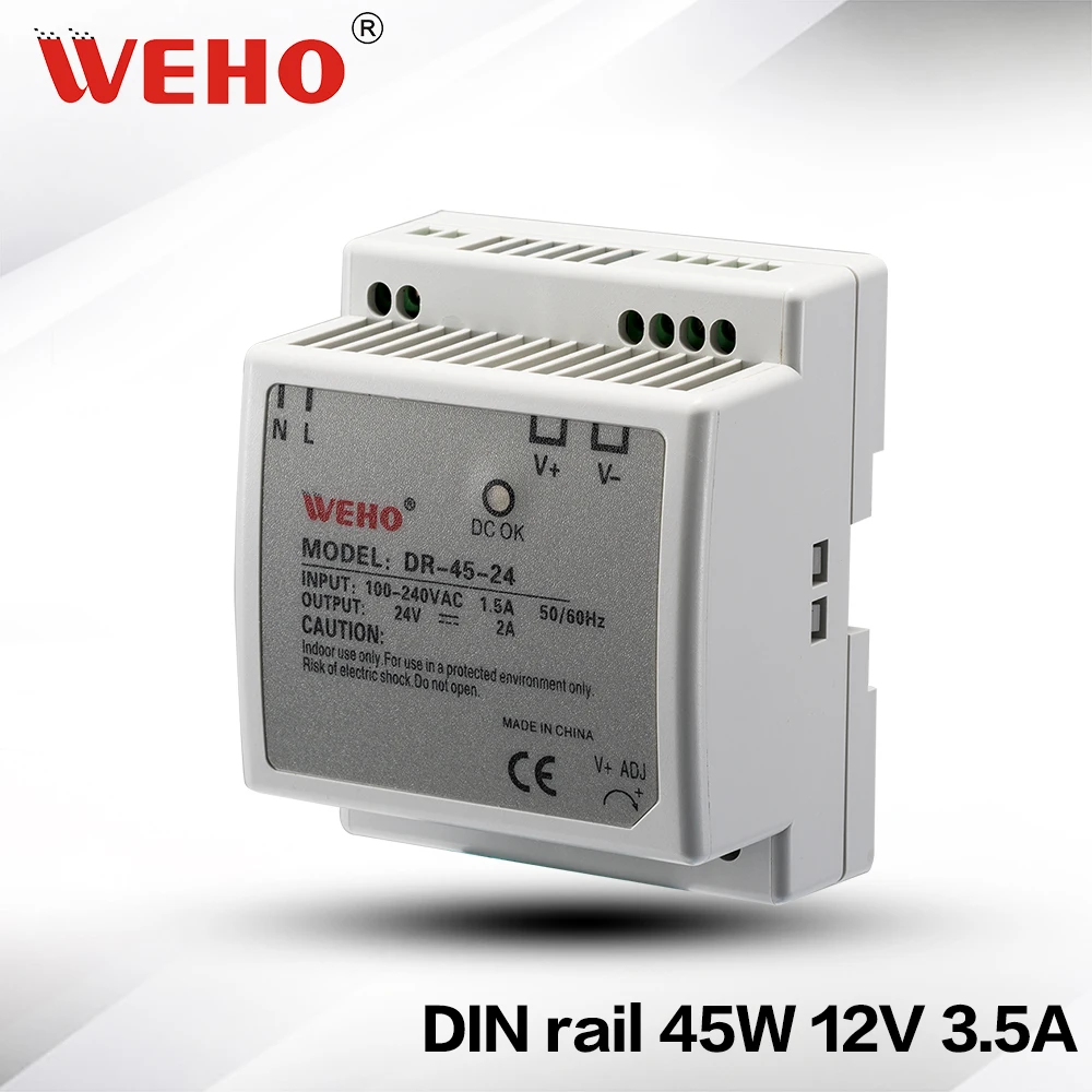 (DR 45 12) Заводская розетка (вход 85 264VAC) din rail smps 45W 24v источник питания|din power|din power supply24v