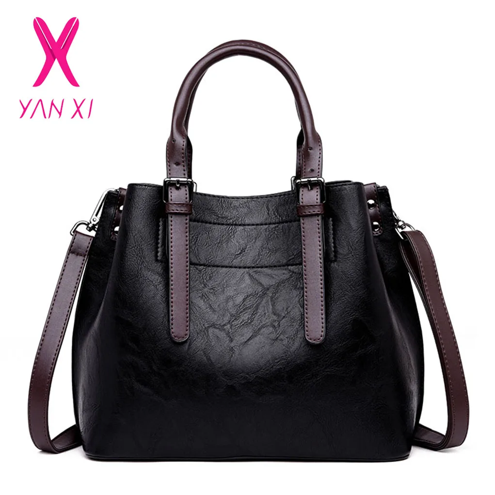 

YANXI Vintage Solid Women Handbags Big Crossbody Bags for Women Bag High Quality Leather Handbags Ladies Hand Bags Tote Bag