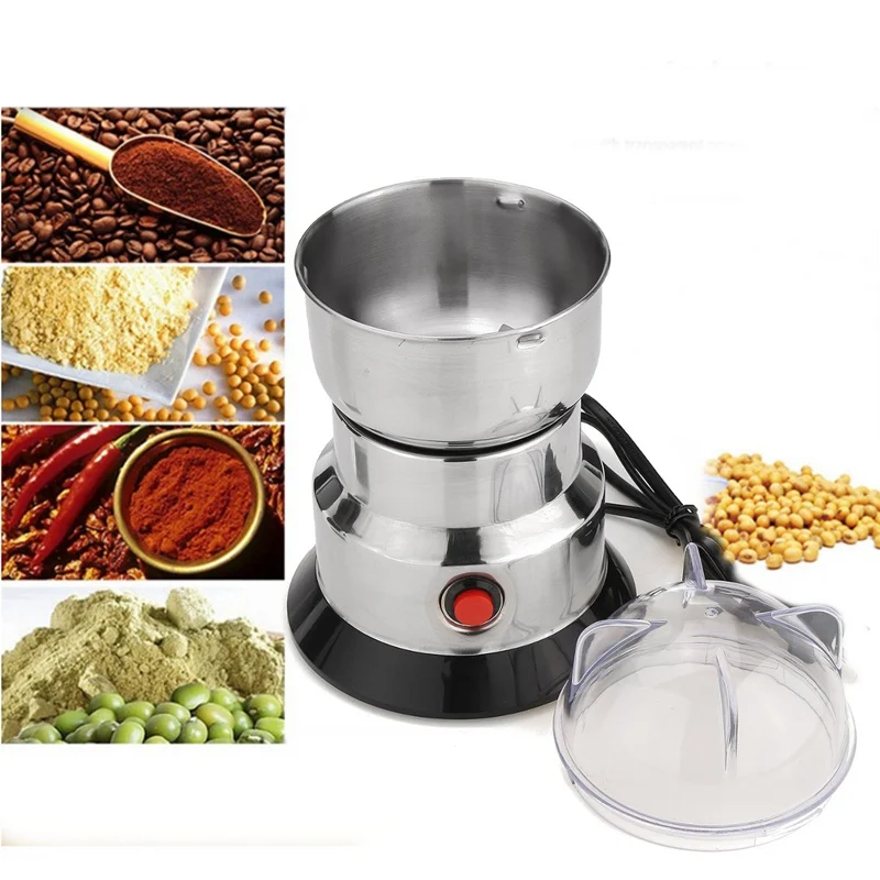 New 220V 100W Electric Coffee Grinder Household Grains Bean Grinding Beans Nuts Mill Machine Stainless Steel