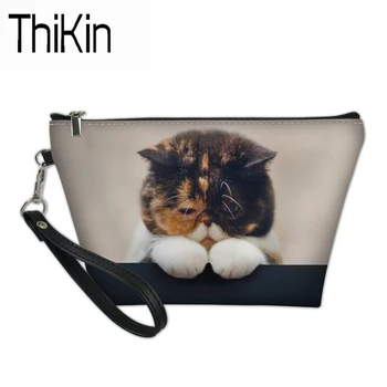 

THIKIN Makeup Bag Functional Bag for Women Makeup Organizers Ladies Travel Cosmetic Bag Kitty Cat Print Vanity Case Toilet Bag