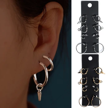 

High Quality 4Pairs/Set Unique Allergy Free Round Earring Set Golden/Silvery Beautiful Gifts