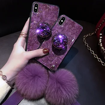 

Luxury Diamond Marble Glitter Phone Cases for iPhone X XR XS MAX 7 8 6s Plus holder Ring Silicon Cover For iPhone XR XS