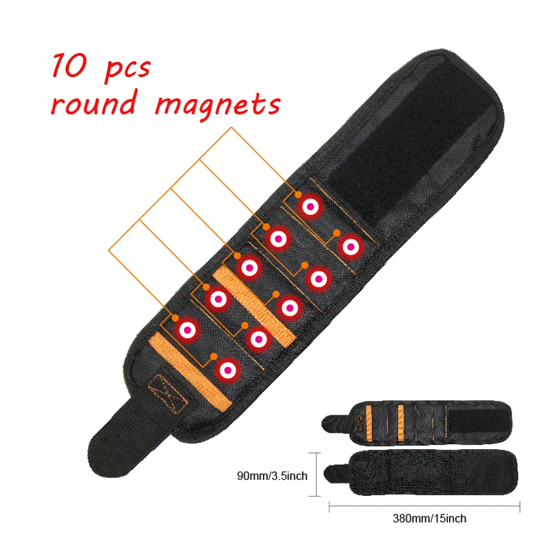 

Geoeon Multi-function Magnetic 5pcs Portable Tool Bag Electrician Wrist Tool for Holding Screws, Nails, Drill Bits D35