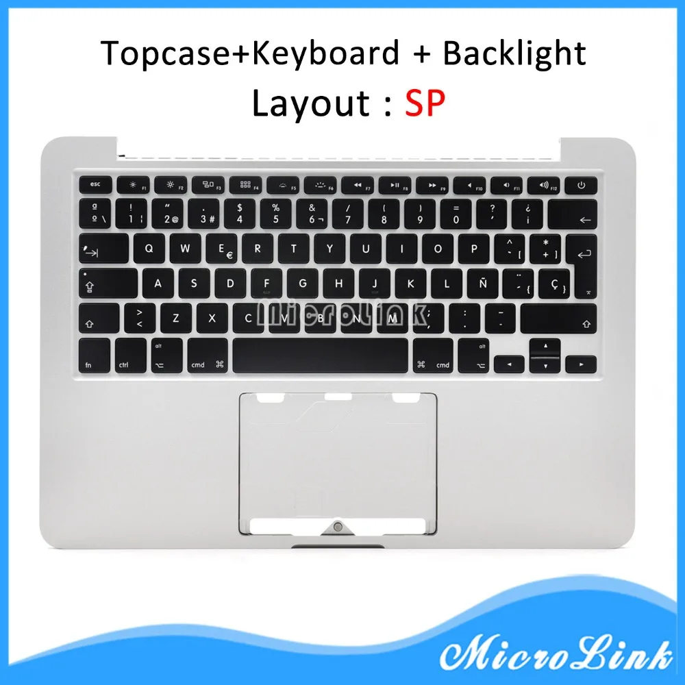 New for Macbook Pro Retina 13" A1502 top case with SP Spainsh keyboard Year 2013 2014