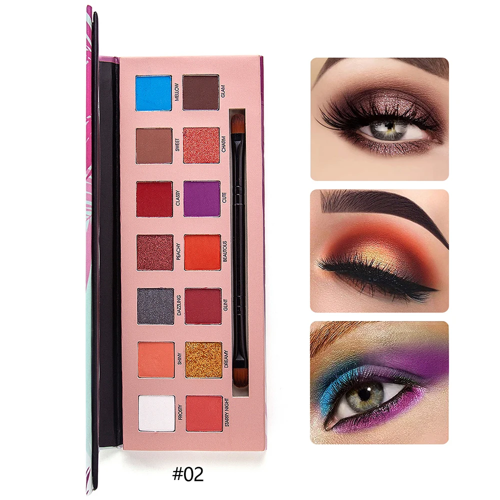 

14 Colors Eye Shadow Palette Matte 14 Colors Glitter High Pigment Hot in ins Palette Eyeshadow with Brush Eyes Makeup Eyeshadow