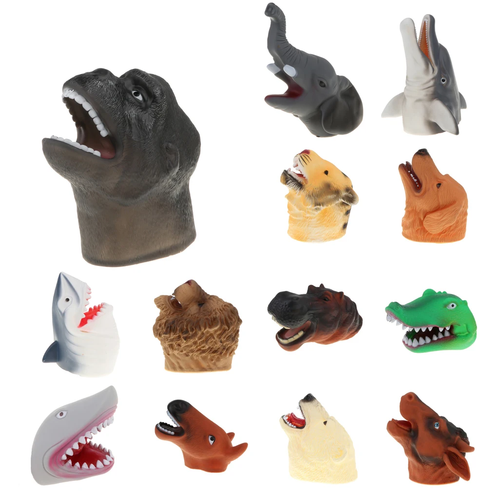 Simulation Zoo/ Farm Animal Head Model Hand Puppet Halloween Christmas Gift for Kids Children