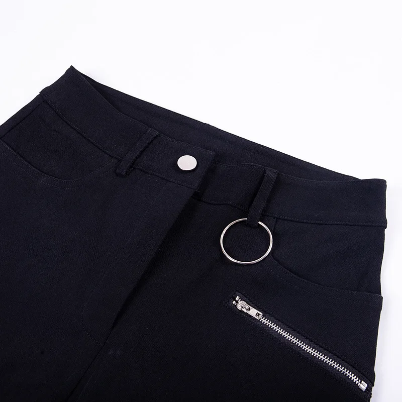 LMCAVASUN/черные брюки из эластичного материала с металлическим кольцом