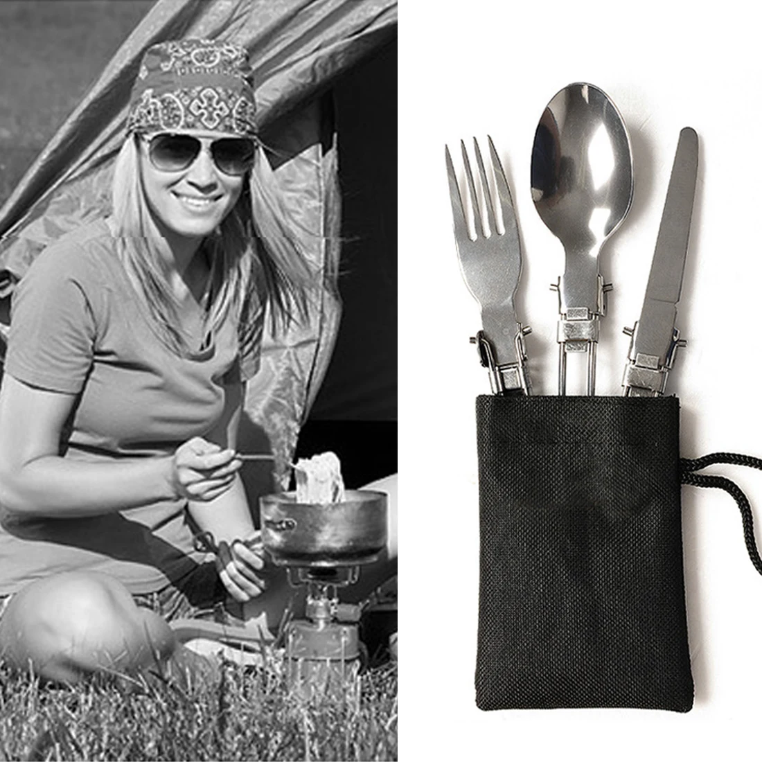 Plegable de Picnic/viaje/Camping al aire libre cubertería utensilios de mesa portátil vajilla cuchillo/tenedor/cuchara juego de Picnic Plegable de Picnic/viaje/Camping al aire libre cubertería utensilios de mesa portátil vajilla cuchillo/tenedor/cuchara juego de Picnic