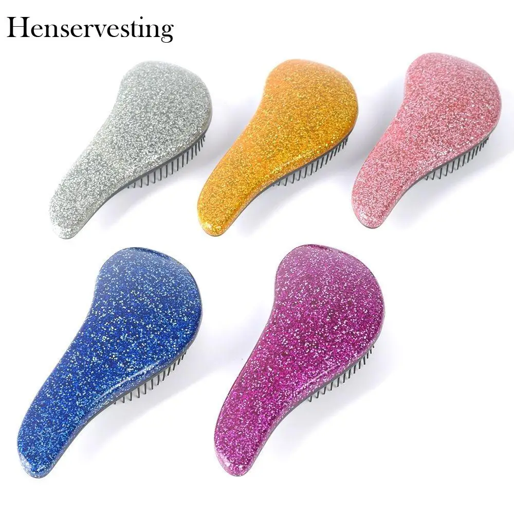 

5 Colors Hair Comb hairbrush Glitter Handle Tangle Detangling Hair Styling Tool Glitter Brush Makeup Tool