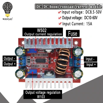 

DC 400W 15A Step-up Boost Converter Constant Current Power Supply LED Driver 8.5-50V to 10-60V Voltage Charger Step Up Module