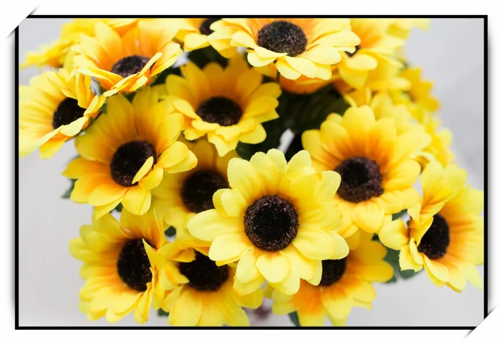 7 head Artificial flowers high quality silk sunflower wedding floral bouquet home party decor fake flower photo props