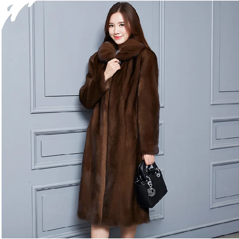 Fourrure 5xl 2018 Totale De Élégante S D'âge Haute Manteau Mode Vison Longueur Grande Brown Taille Imitation Nouveau Moyen Femmes nzTf4O