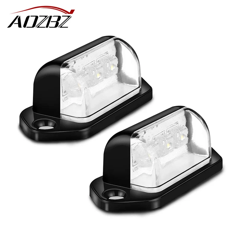 

AOZBZ 2Pcs Universal 12V 3LEDs Number Licence Plate Light Rear Tail Lamp Truck Trailer Lorry Auto Lights White