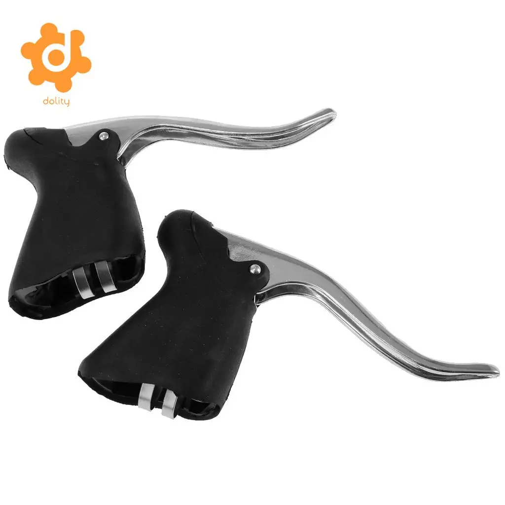1 Pair Road Bike Drop Bar Brake Levers Bicycle Cycling Bent Brake Handles Handbrakes Fixed Gear fits for 22.2 - 23.8mm Handlebar