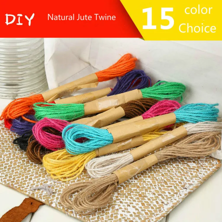 

Colorful Natural Hemp Rope Jute Twine Colored Gift Cord Twine for DIY Gift Wrapping Arts Crafts Packing String Wedding Party Dec