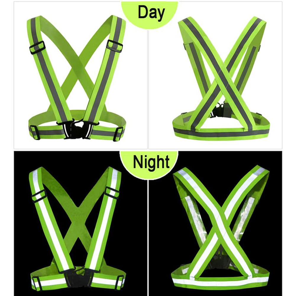 Sale 1 pcs Unisex Outdoor Cycling Safety Vest Bike Ribbon Bicycle Light Reflecing Elastic Harness for night riding running Jogging 5