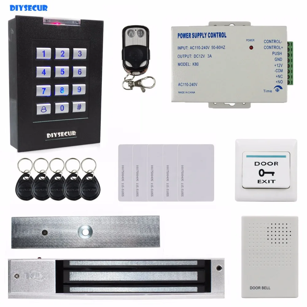 DIYSECUR Remote Control Magnetic Lock Door Bell 125KHz RFID Reader Blue Backlight Keypad Access Security System |