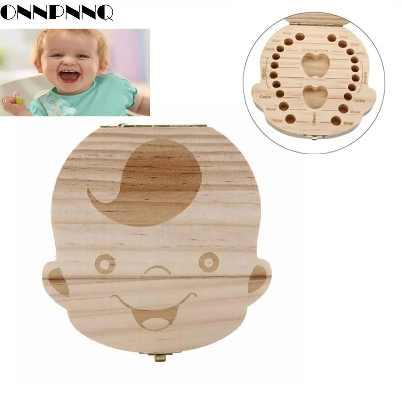 ONNPNNQ Baby Milk Tooth Box Organizer For Baby Save Teeth Wood Storage Box tooth house Case Holder as a Gift For Kid Boy Girl1