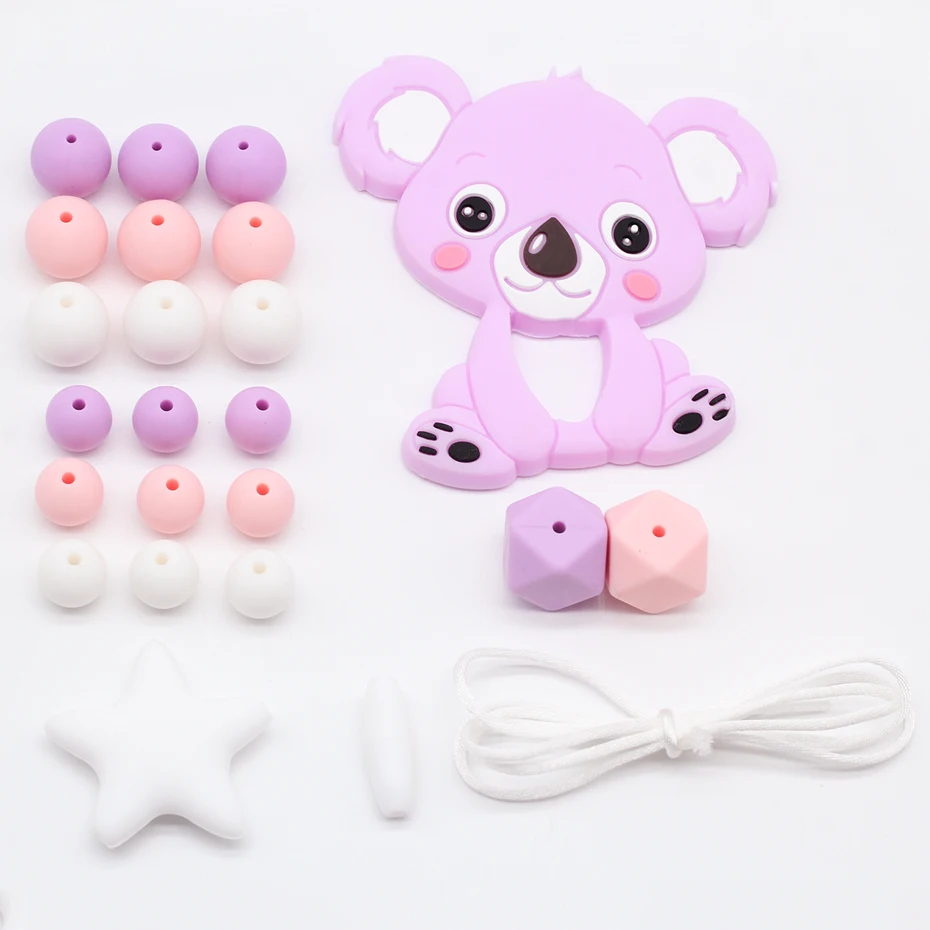 1 компл. коала силиконовые DIY набор силиконовые бусины для младенцев аксессуары для прорезывания зубов Безопасный и натуральный новорожденных подарок детский Прорезыватель своими руками изделия ремесла - Цвет: Фиолетовый