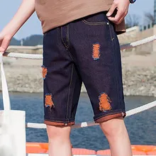 Короткие джинсы лето для мужчин стрейч мода повседневное Slim Fit джинсовые шорты рваные джинсы повседневное отверстия летние шорты 4,24