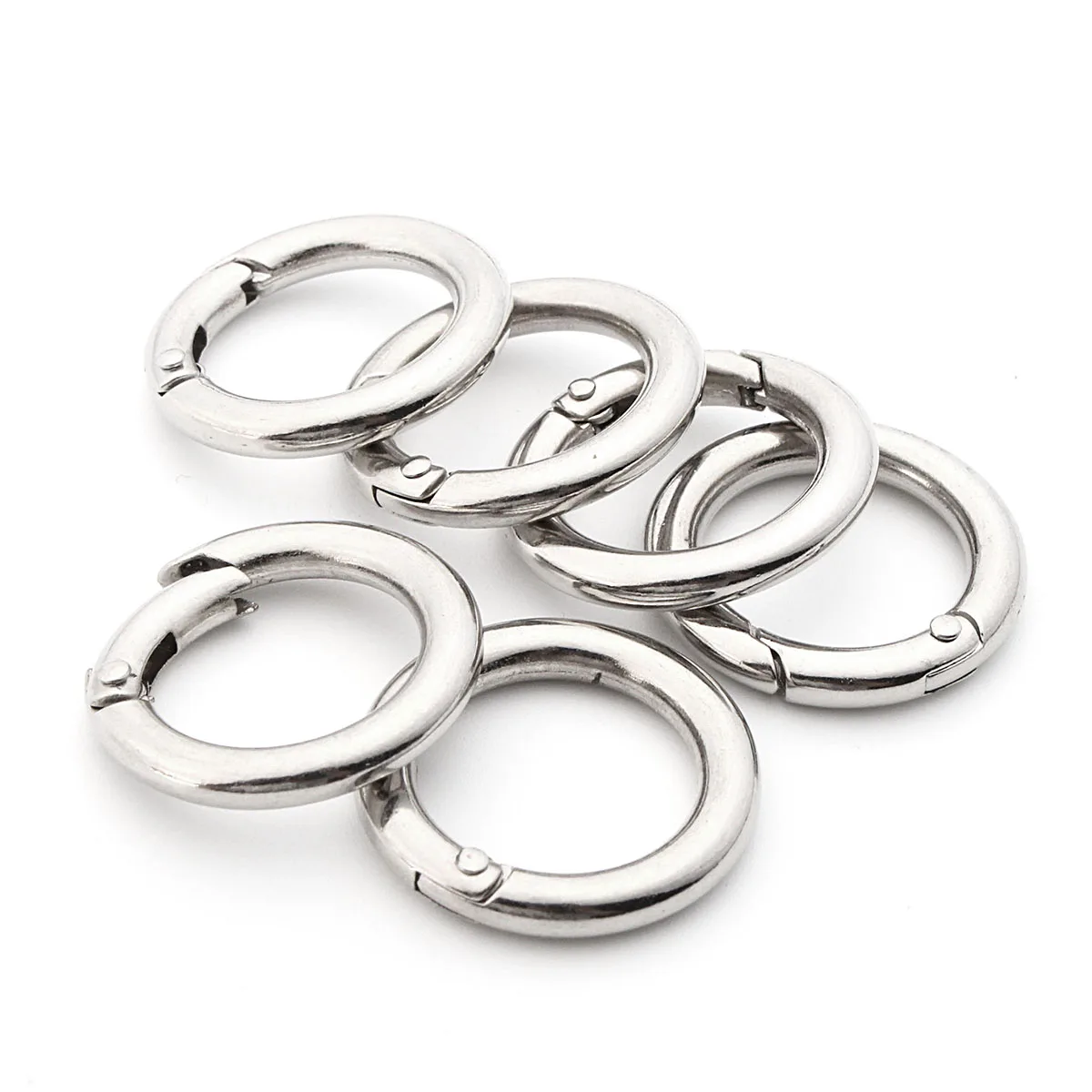 30pcs Silver Circle Round Carabiner Camping Spring Snap Clip Hook Keychain Camping Climbing Hiking Outdoor tools
