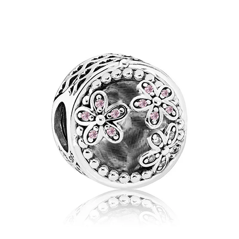 5PCS Clear Crystal Round Flower Bijoux Hollow Beads Fashion Perles