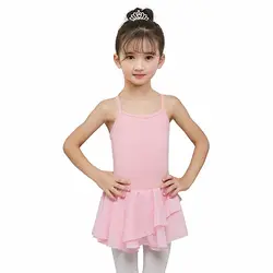От 2 до 10 лет Балетное платье для девочек гимнастическое трико с длинными рукавами обогнул балета Одежда для танцев с Шифоновая юбка F1 V3