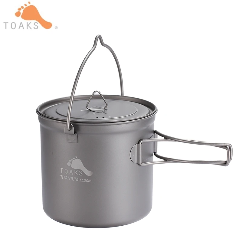 

1100ml TOAKS Cookware Set Ultralight Titanium Pot and Frying Pan Outdoor Camping Titanium Bowl Titanium Cup Picnic POT-1100-BH