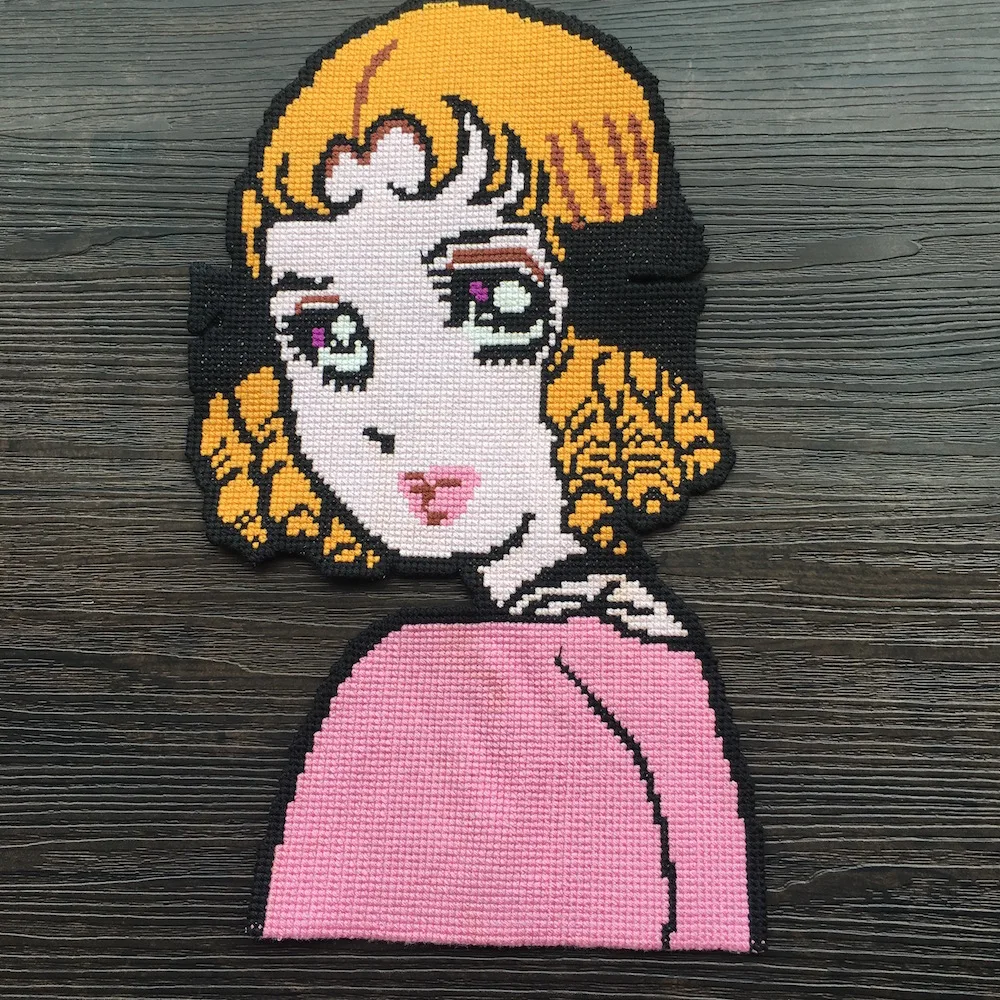 

1Piece High Quality Girl Cross-stitched Embroidery Sewing On Patches Applique For DIY Clothes Jacket Accessory LSHB743