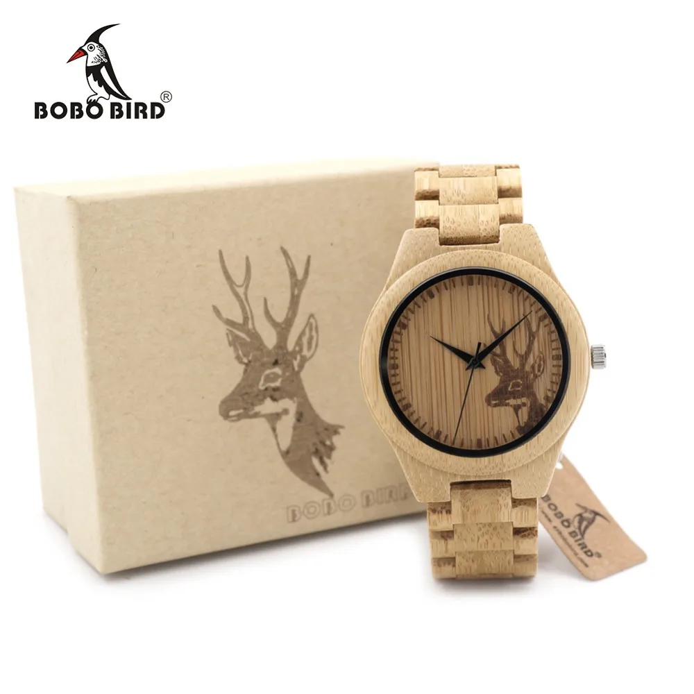Prix pour BOBO OISEAU D28 Plein Bambou En Bois Montre pour Hommes Chaude Elk cerfs Tête Histoire Designer Marque Quartz Poignet Montres en Cadeau Boîte Prix pour BOBO OISEAU D28 Plein Bambou En Bois Montre pour Hommes Chaude Elk cerfs Tête Histoire Designer Marque Quartz Poignet Montres en Cadeau Boîte