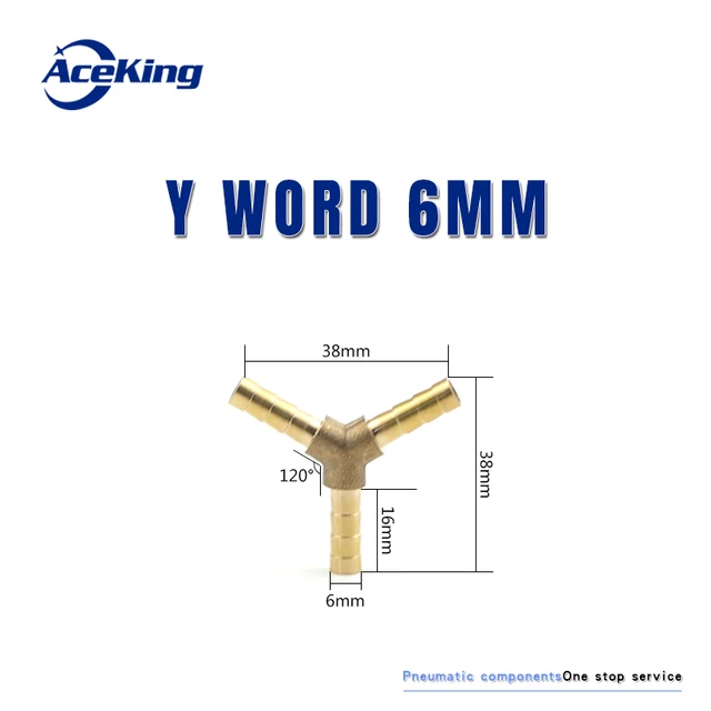 All copper pagoda joint y-type gas pipe three-way gas pipe straight hose joint fitting t-type three-way four-way joint gree head Y mord 6MM